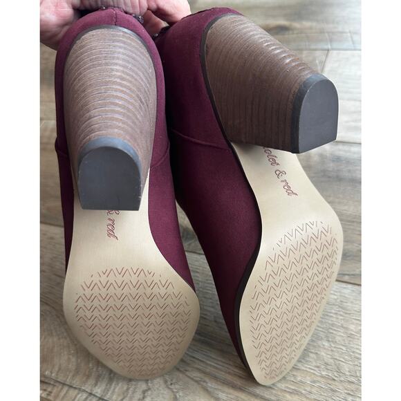 Violet & Red Jackson Lazer Cut Topline Bootie Burgundy 7 - Picture 4 of 6